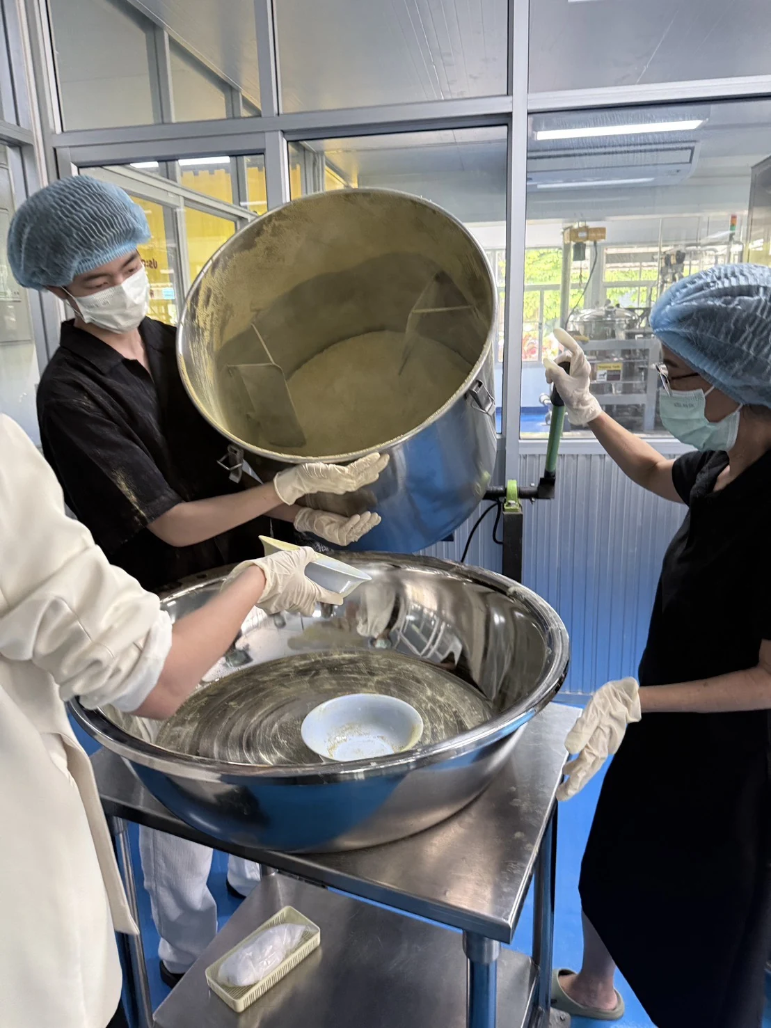 Mixing ingredients in the processing facility